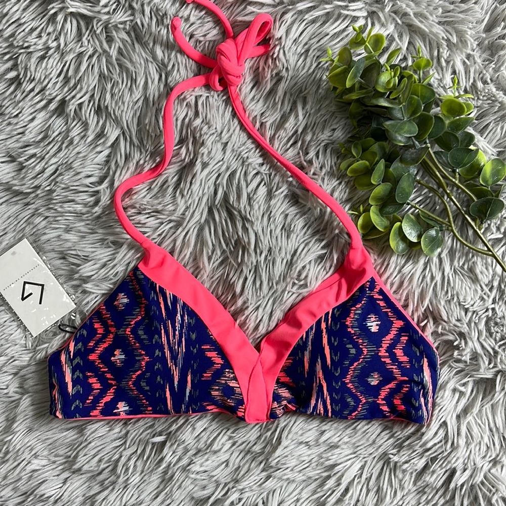 NWT khong boon blue and pink Aztec tribal bikini top  size s